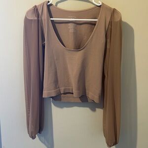FP Movement by Free People Sheer Brown Blouse